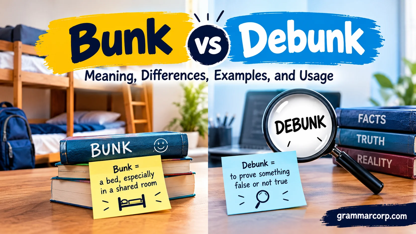 Bunk vs Debunk: Meaning, Differences, Examples, and Usage