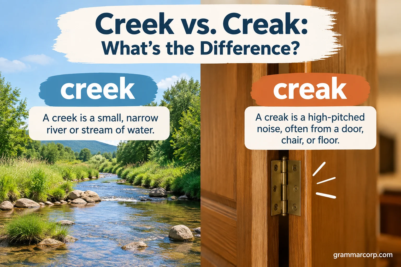 Creek vs. Creak: What’s the Difference?