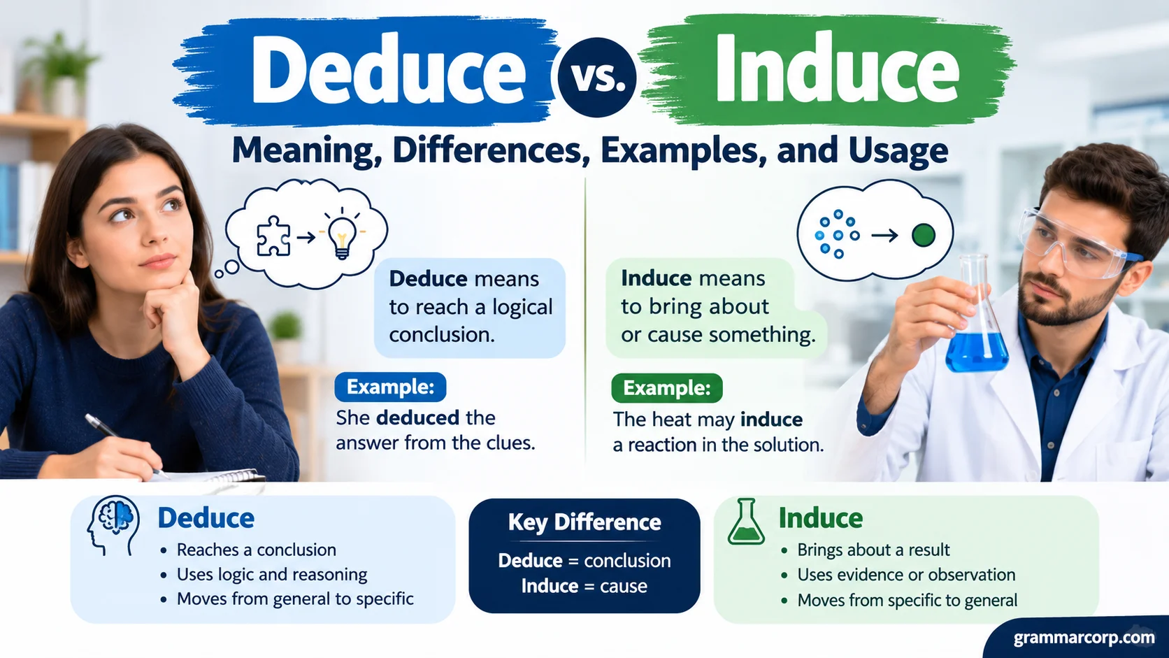 Deduce vs. Induce: Meaning, Differences, Examples, and Usage