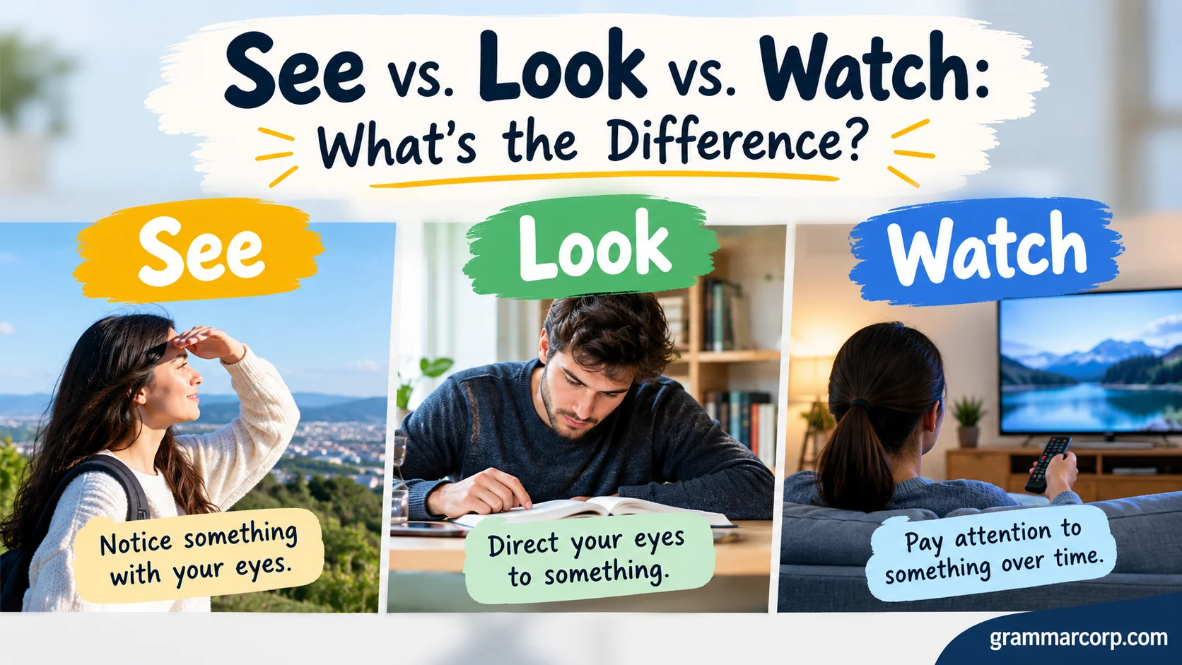 See vs. Look vs. Watch: What’s the Difference?